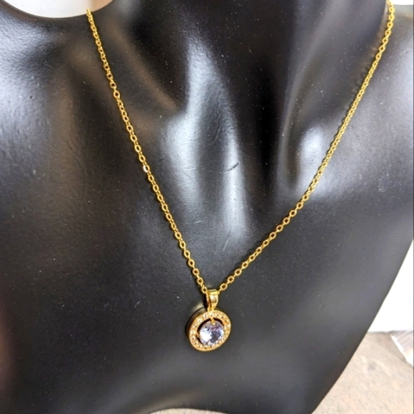 Swarovski Crystal Element Gold Overlay Stainless Steel Pendant Necklace - Picture 4 of 5